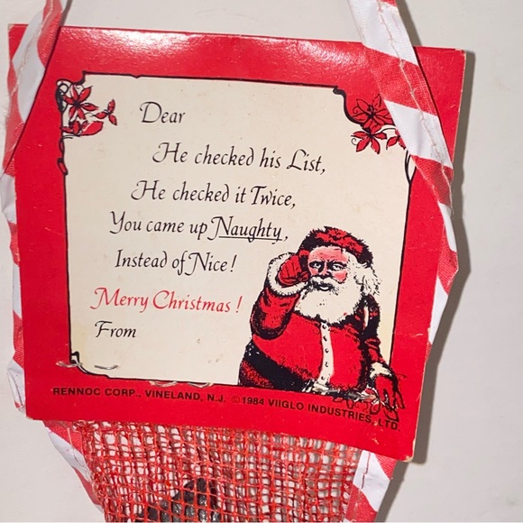 Vintage 1984 Naughty Stocking Genuine American Coal in Mesh Christmas Stocking - Picture 5 of 8